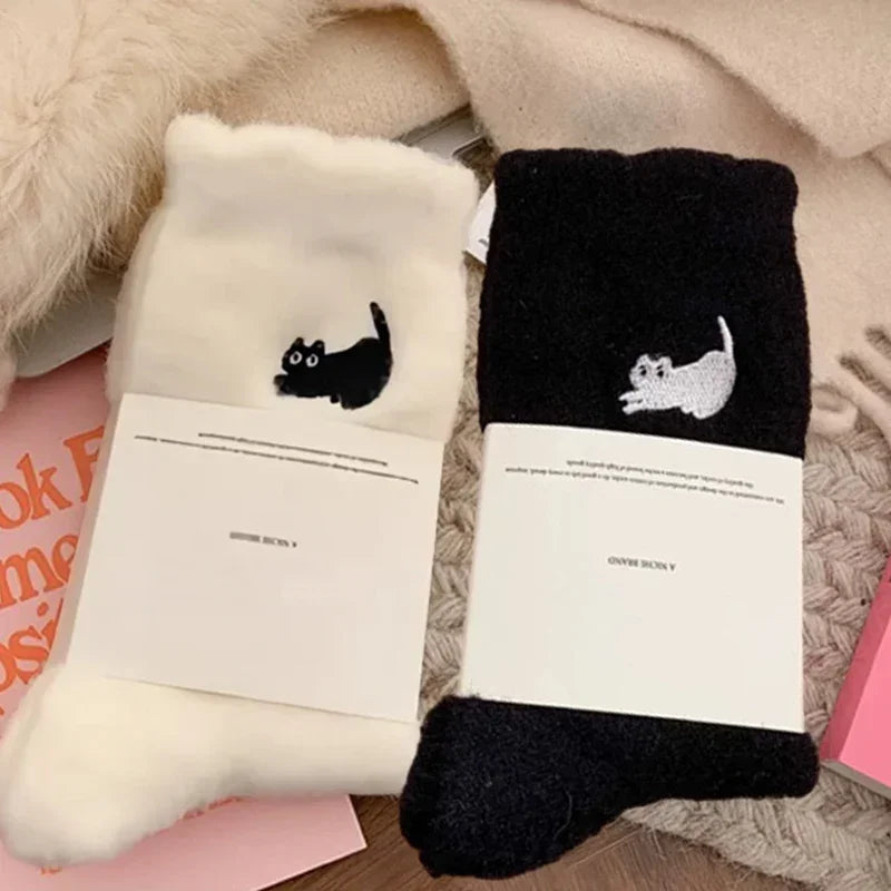 Fuzzy Cat Face Socks