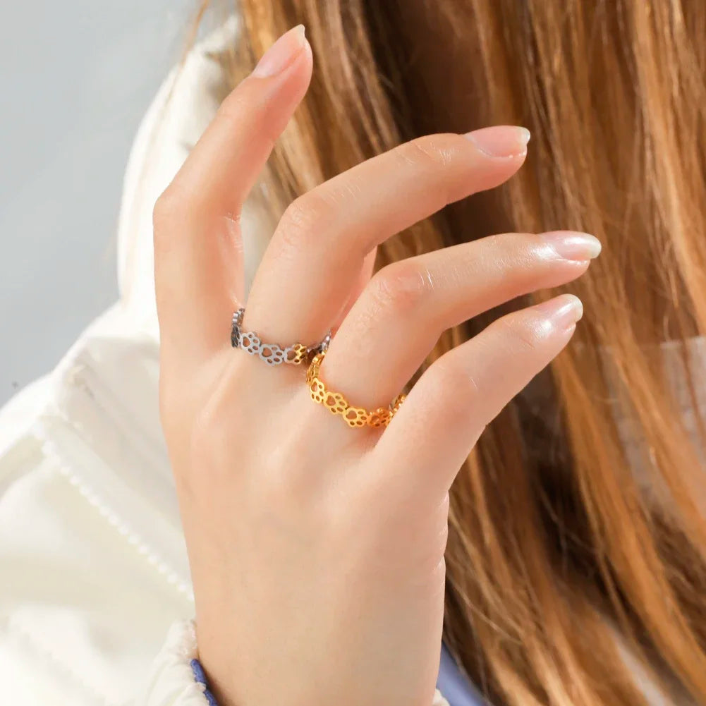 Paw Print Adjustable Ring