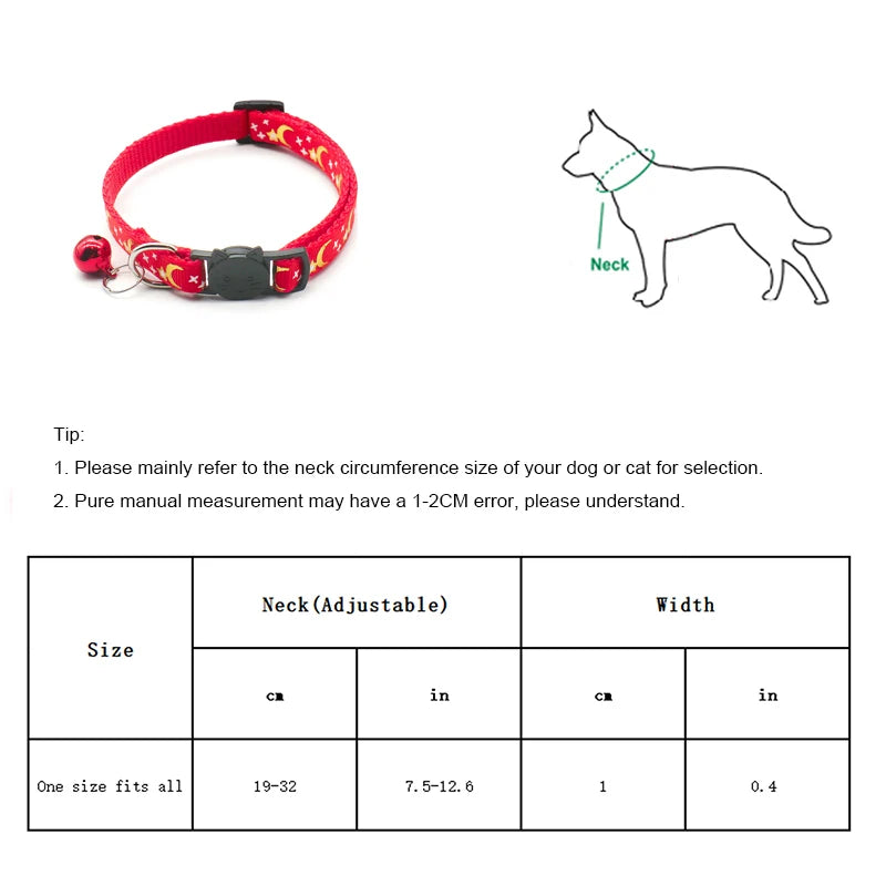 Star and Moon Cat Collar with Bell