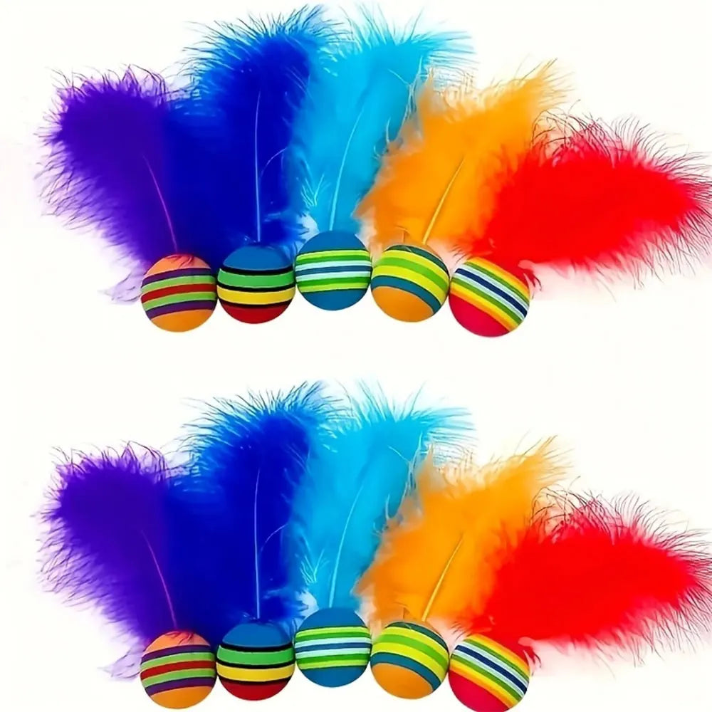 Feather Ball Cat Toys, Pack of 3
