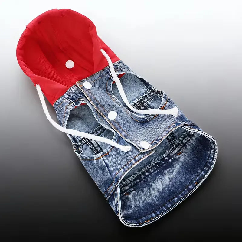 Denim Jacket with Hood for Small Dogs