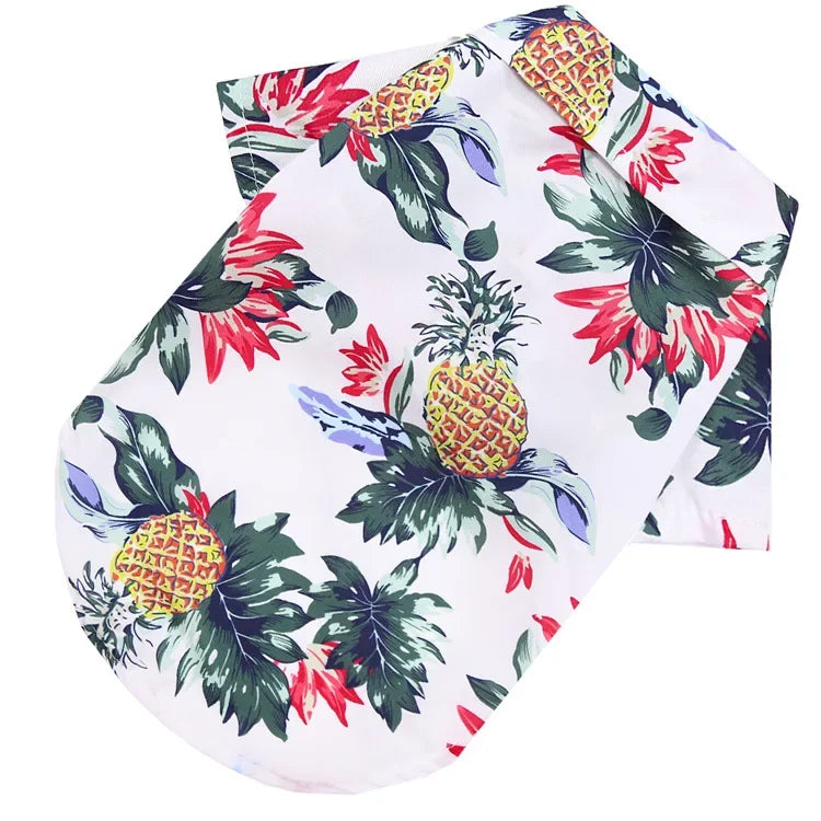 Hawaiian Shirt for Dogs and Cats - White Pink Pineapple / XS