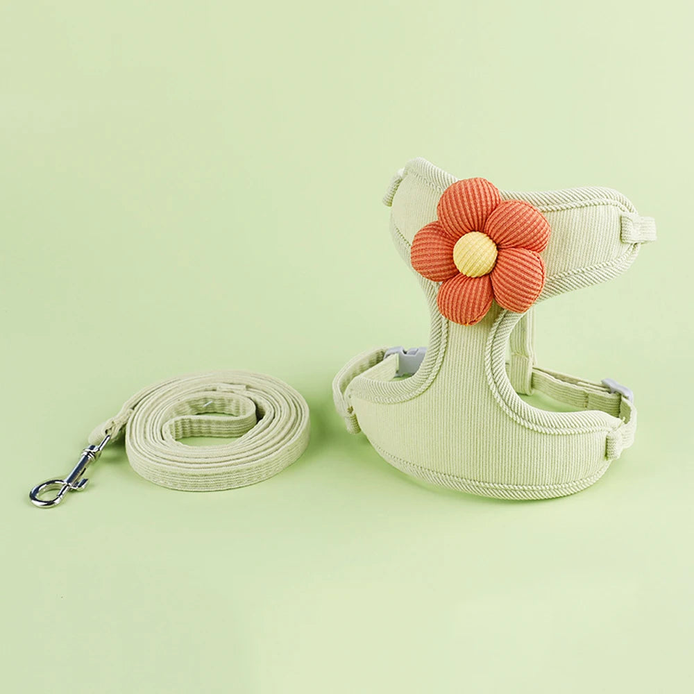Cute Harness and Lead Set for Cats and Small Dogs - 03 Green / M