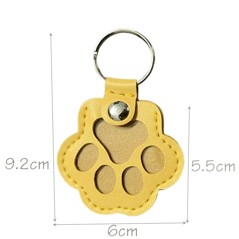 Leather Cat Paw Fur Keepsake Keyring