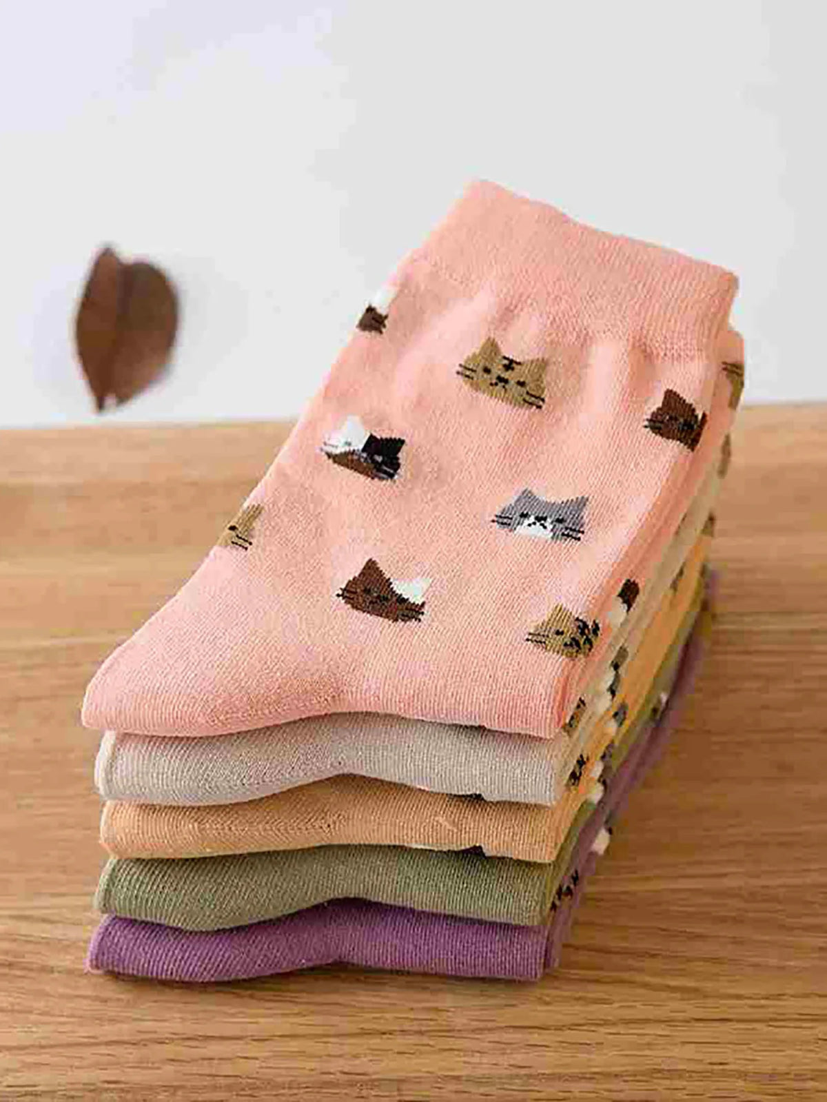 Cat Print Socks (5 Pairs)