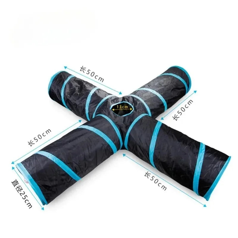 Pop-Up Cat Tunnel, Many Shapes - Cross (4 ways)