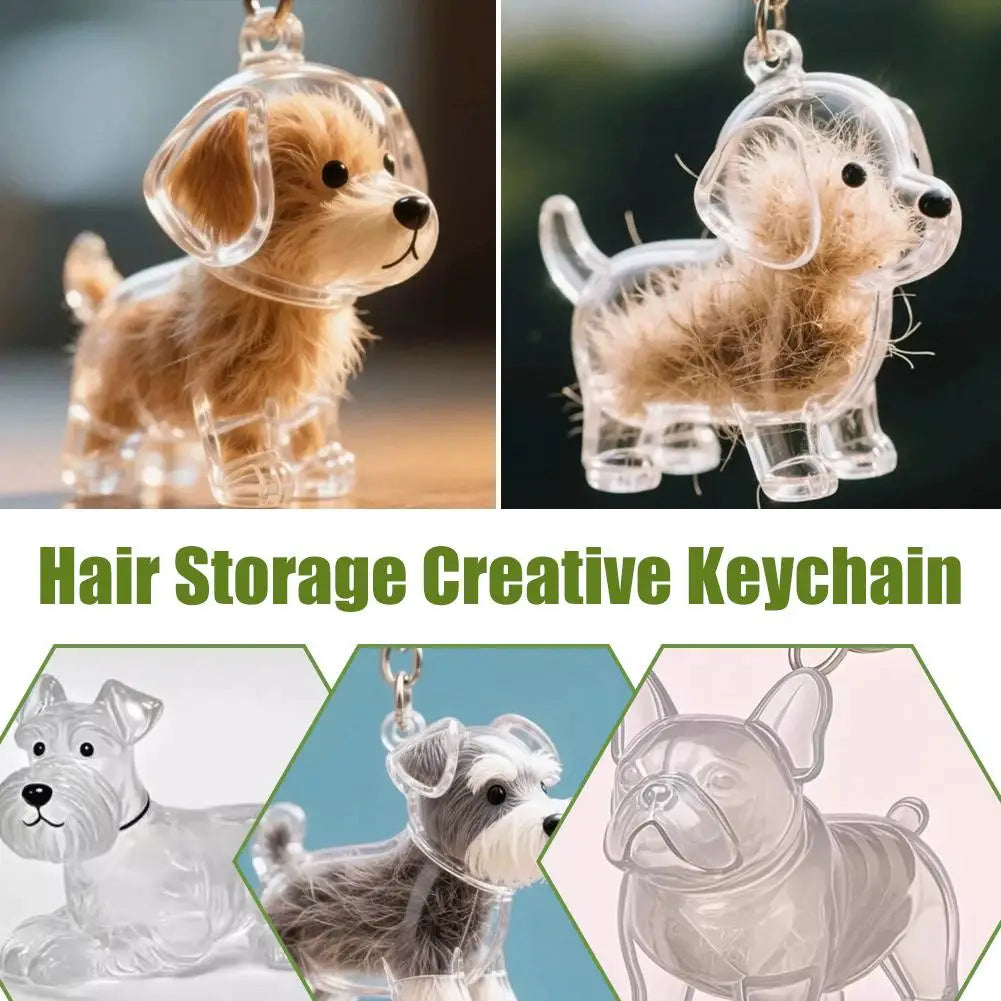 Dog Shaped Fur Keepsake Keyring