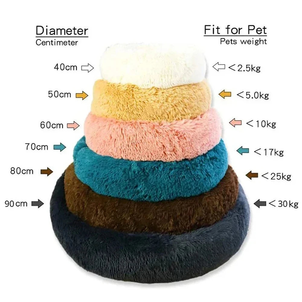 Fluffy Round Calming Bed, up to 90 cm