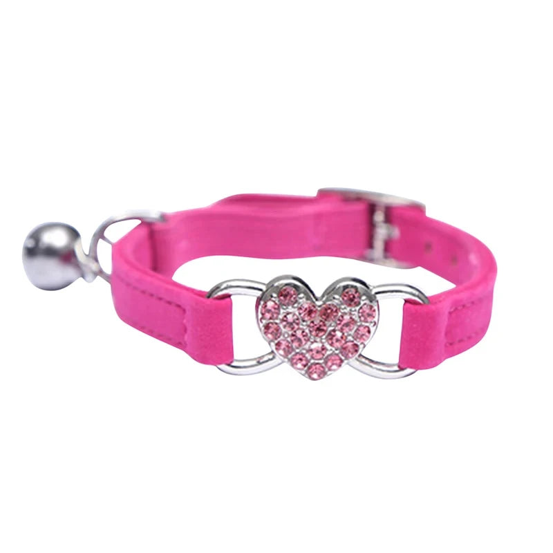 Velvet Heart Cat Collar with Bell
