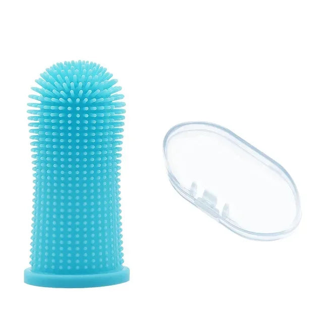 Silicone Finger Toothbrush for Dogs and Cats - 1pc-blue