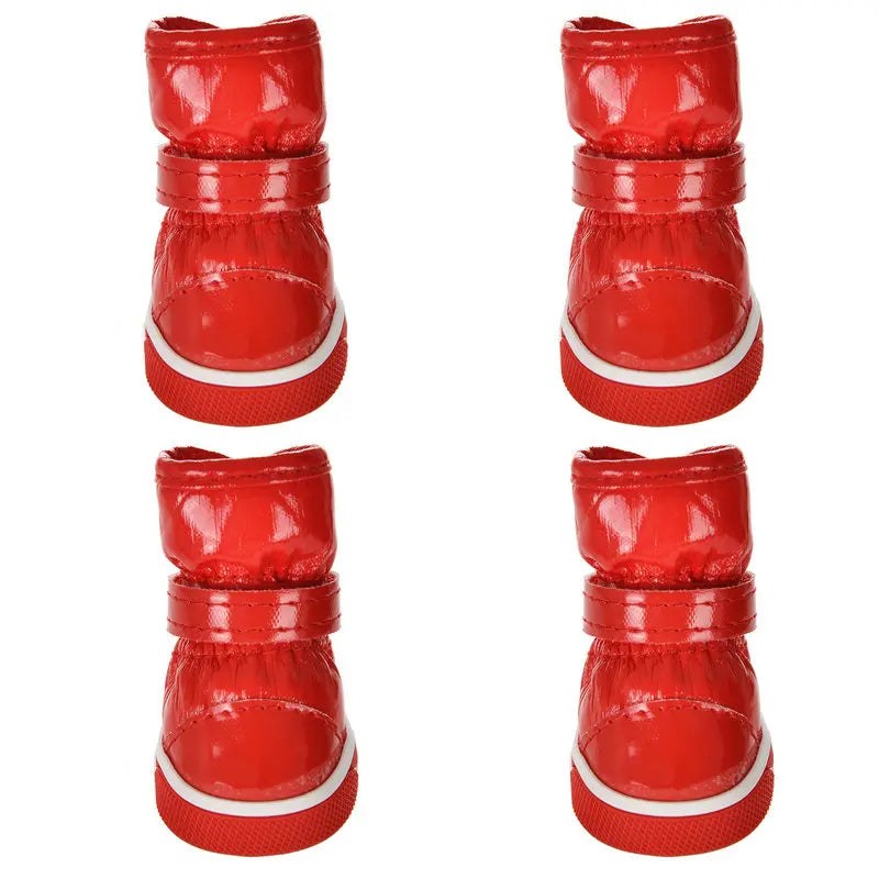 Fleece-Lined Winter Boots for Small Dogs - Red / 3
