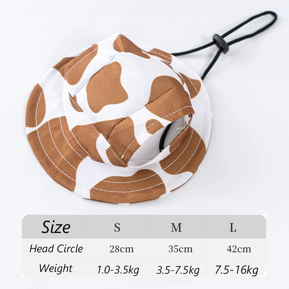 Printed Sun Cap for Dogs - Brown Cow / S (1 to 3.5 kg)