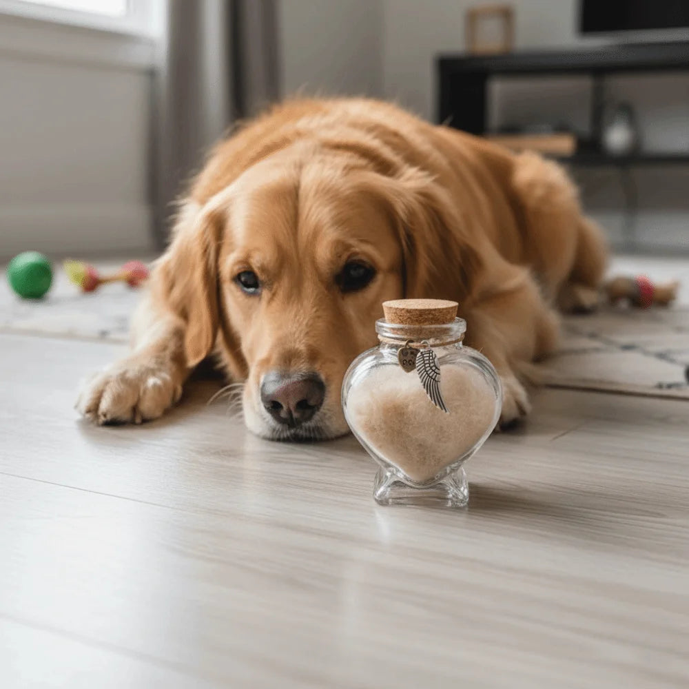 Glass Heart Fur Keepsake Bottle