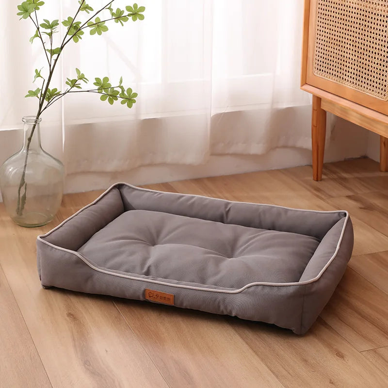 Sofa-Style Dog Bed with Raised Sides - M / Square Grey