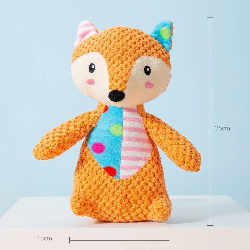 Squeaky Plush Fox and Elephant Dog Toys
