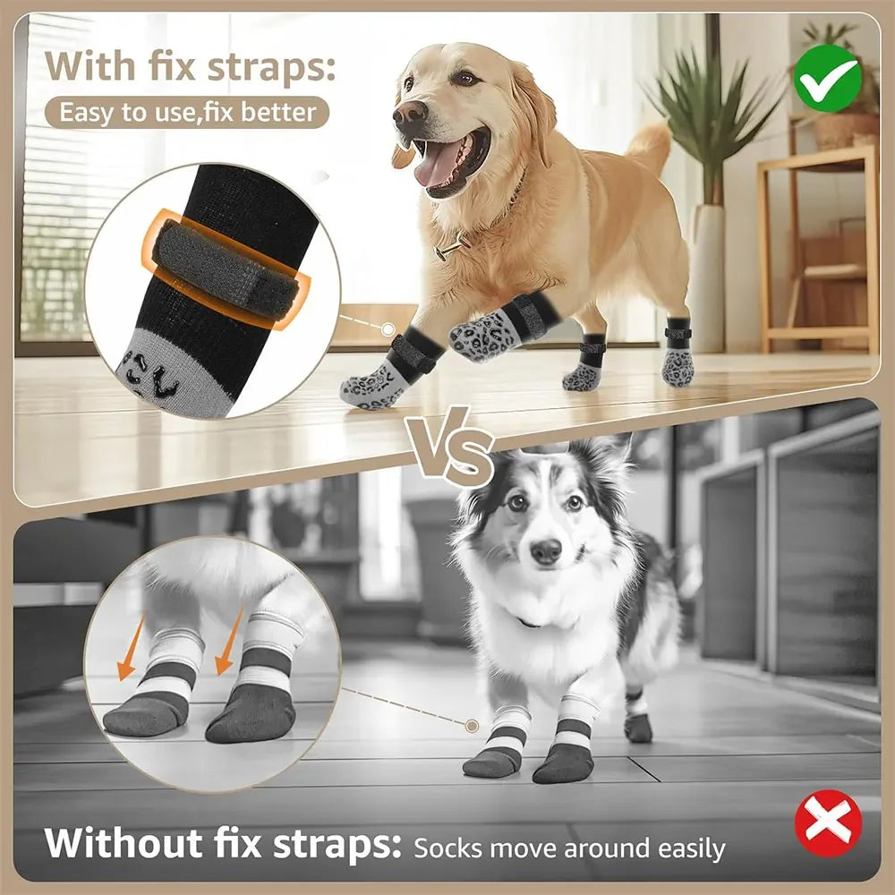 Anti-Slip Dog Grip Socks, Set of 4