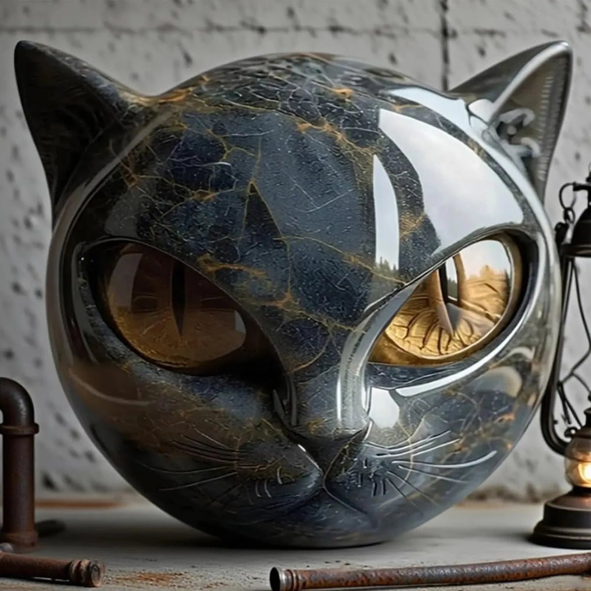 Black Cat Stone-Effect Figurine