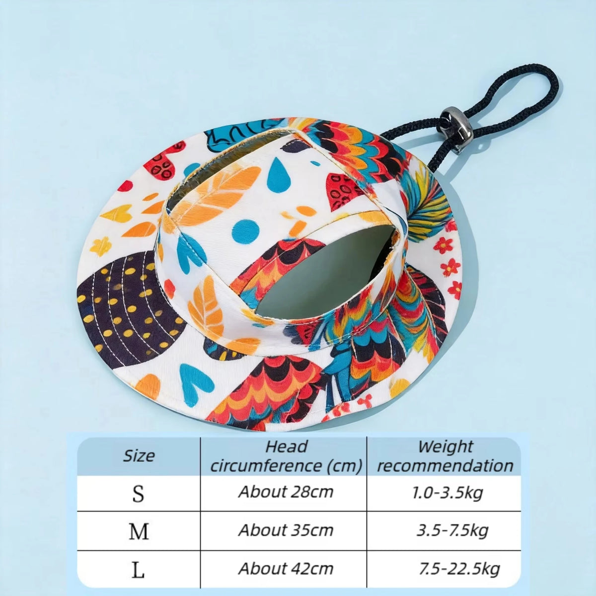Printed Bucket Hat for Pets - Feather / S (1 to 3.5 kg)
