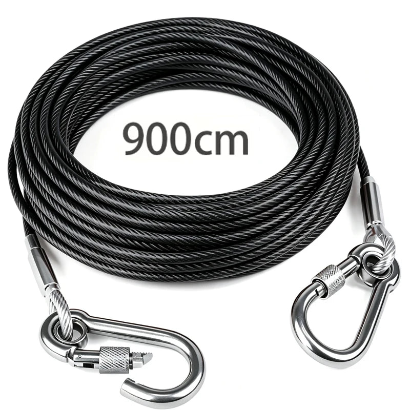 Heavy-Duty Steel Dog Tie-Out Cable - Black 900 cm