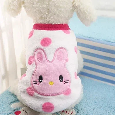 Cartoon Fleece Vest for Cats and Small Dogs - White Rabbit / XXS