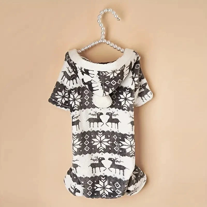 Reindeer Fleece Pyjamas for Dogs - Grey / XS