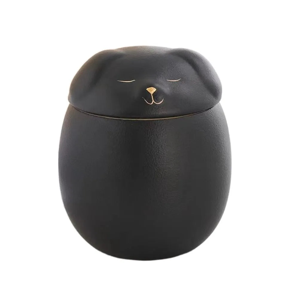 Black dog ceramic urn