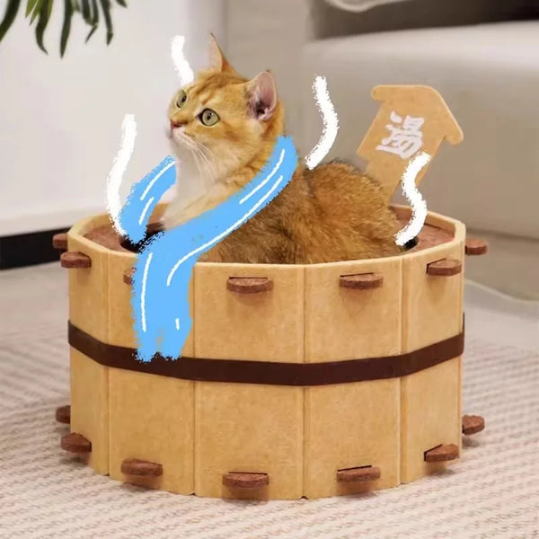 Wooden Tub Felt Cat Bed