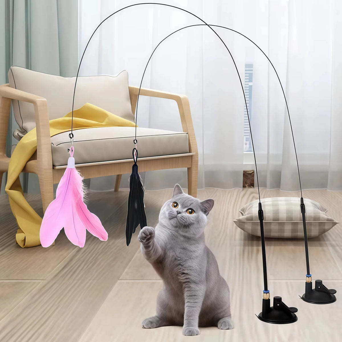 Rainbow Ribbon Cat Teaser Wand