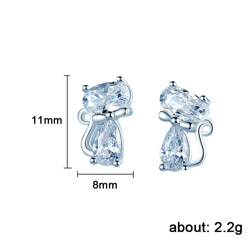 Crystal Cat Stud Earrings