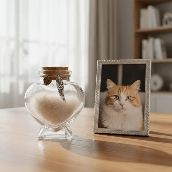 Glass Heart Fur Keepsake Bottle