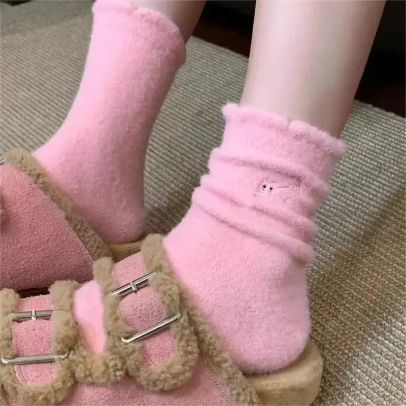 Fuzzy Cat Face Socks