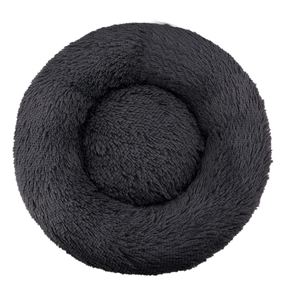Fluffy Round Calming Bed, up to 90 cm - Dark Gray / 60 cm
