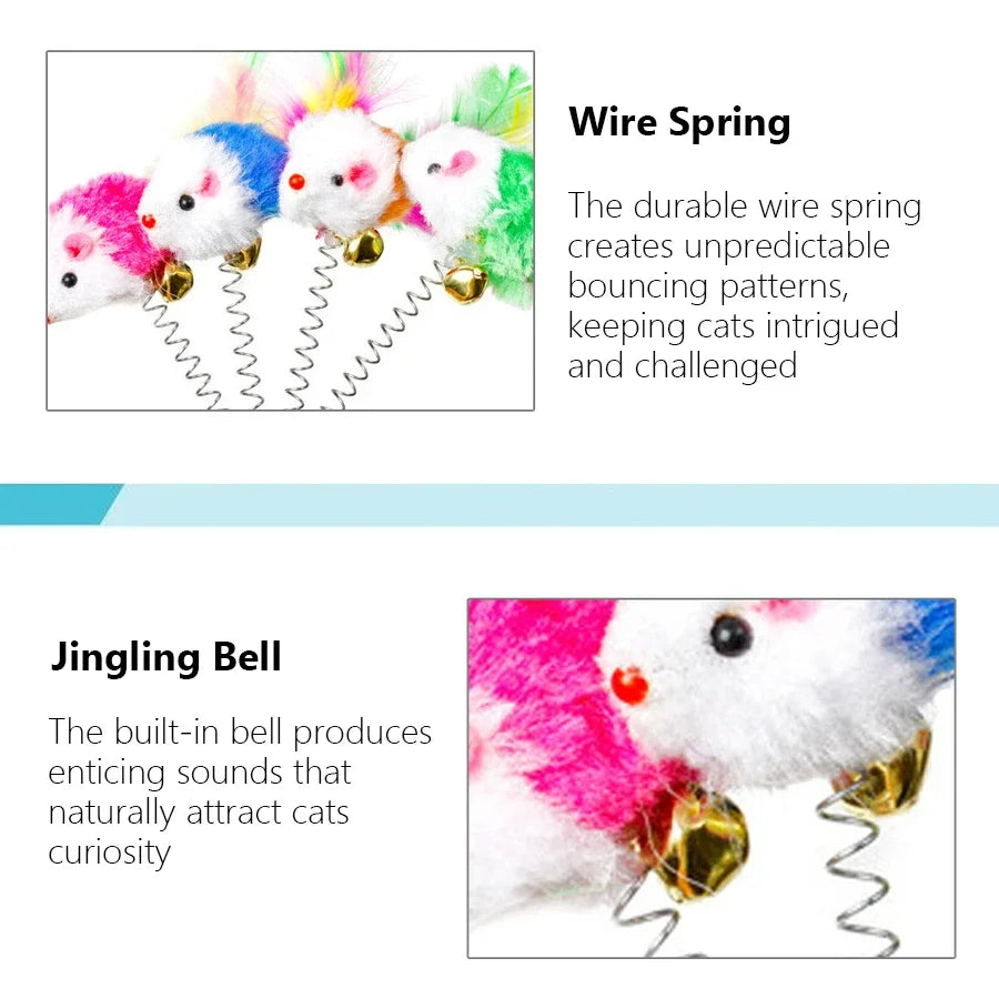 Spring Mouse Cat Toy with Suction Base