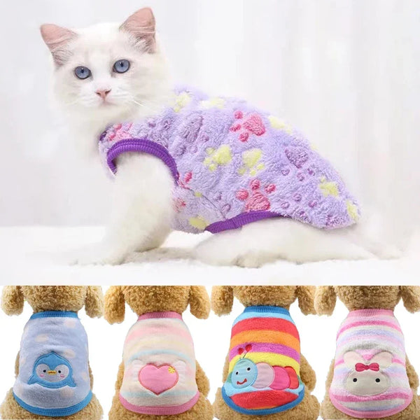 Cartoon Fleece Vest for Cats and Small Dogs
