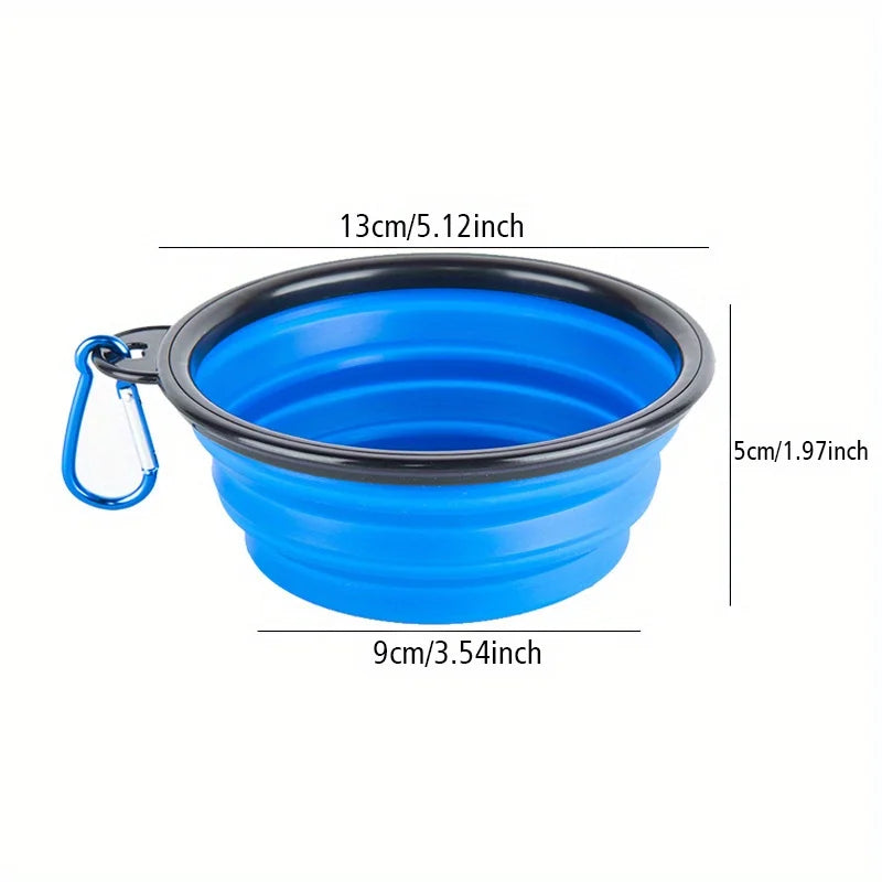 Collapsible Silicone Dog Travel Bowl - Blue