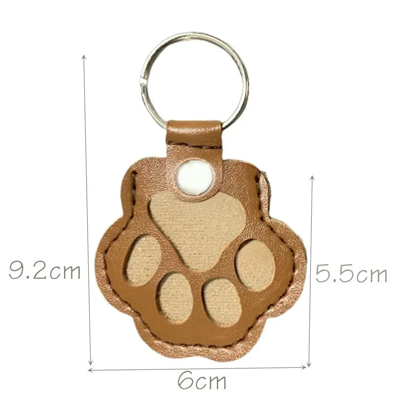 Leather Cat Paw Fur Keepsake Keyring