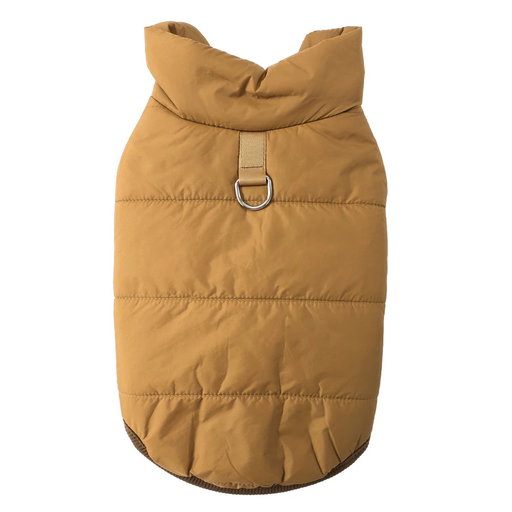 Water-Resistant Fleece-Lined Dog Coat - Coffee / XS
