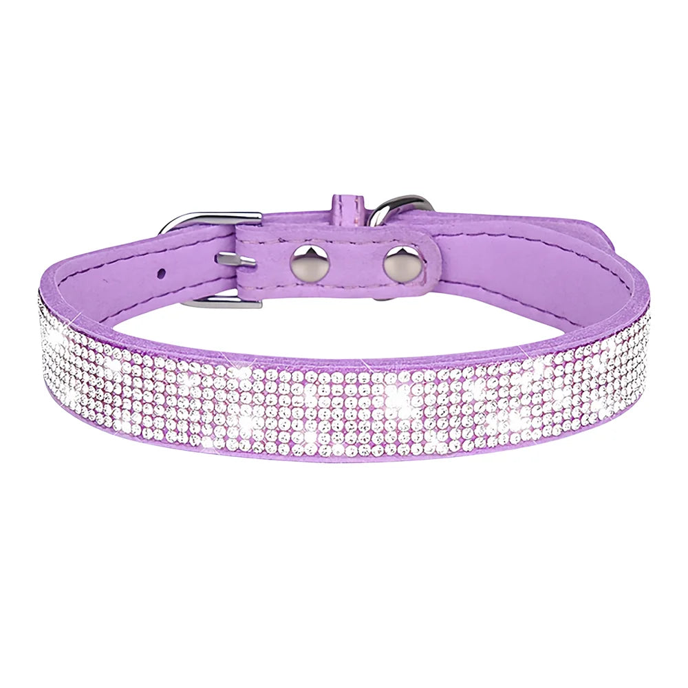 Sparkly Rhinestone Collar for Dogs and Cats - Purple / L
