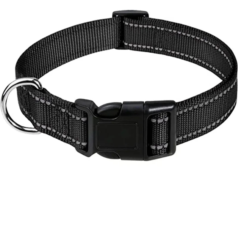Nylon Dog Collar with Quick-Release Buckle - 8-Black / Xl(2.5 cm)(45-70 cm)