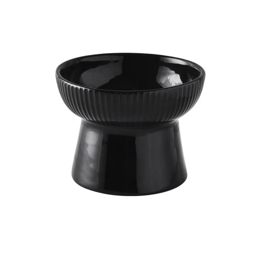 Raised Ceramic Cat Bowl - Black