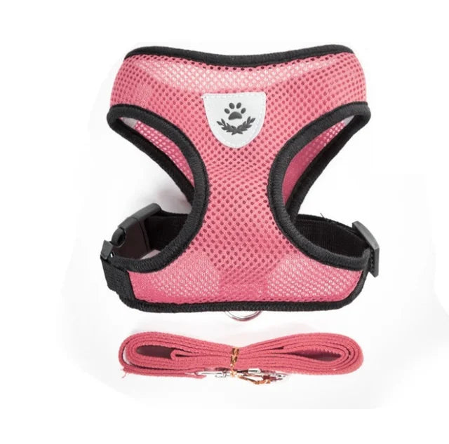 Mesh Vest Harness and Lead Set for Cats and Small Dogs - Pink / S