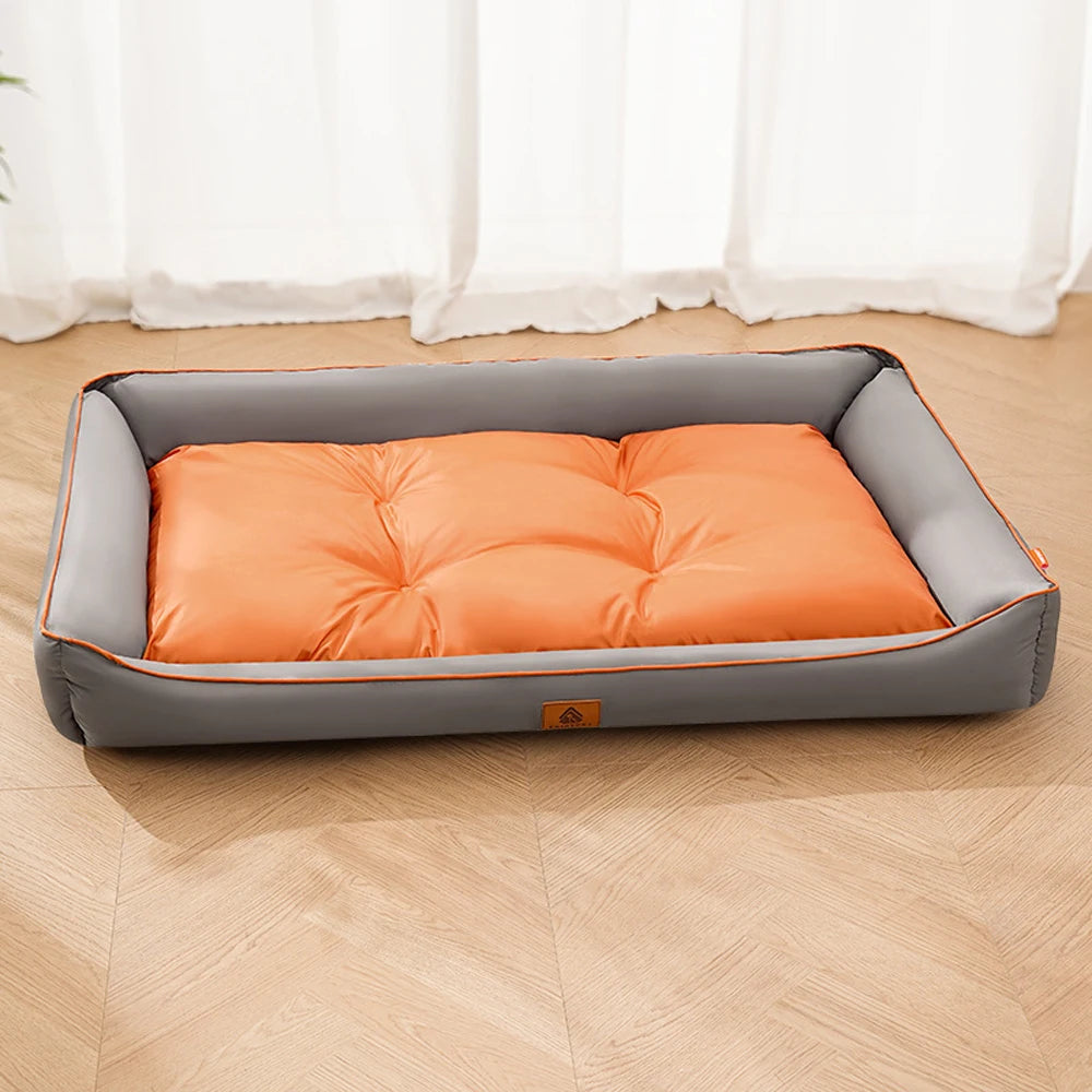 Sofa-Style Dog Bed with Raised Sides - M / Grey Orange