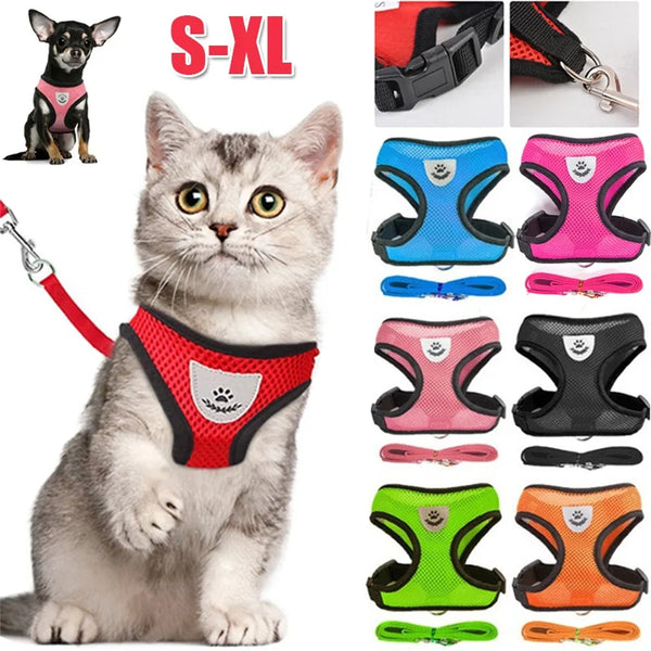 Mesh Vest Harness and Lead Set for Cats and Small Dogs