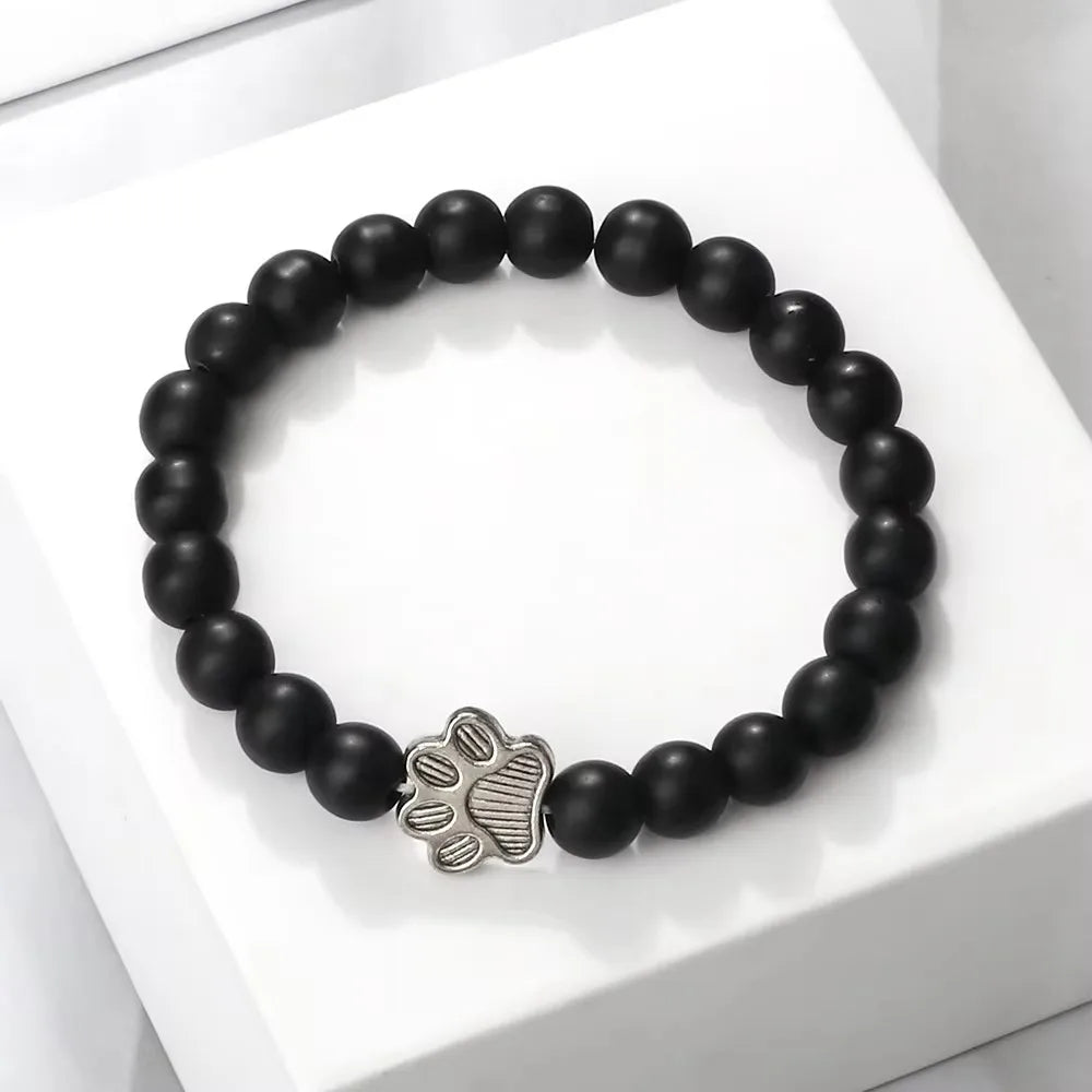 Cat Paw Lava Stone Bead Bracelet