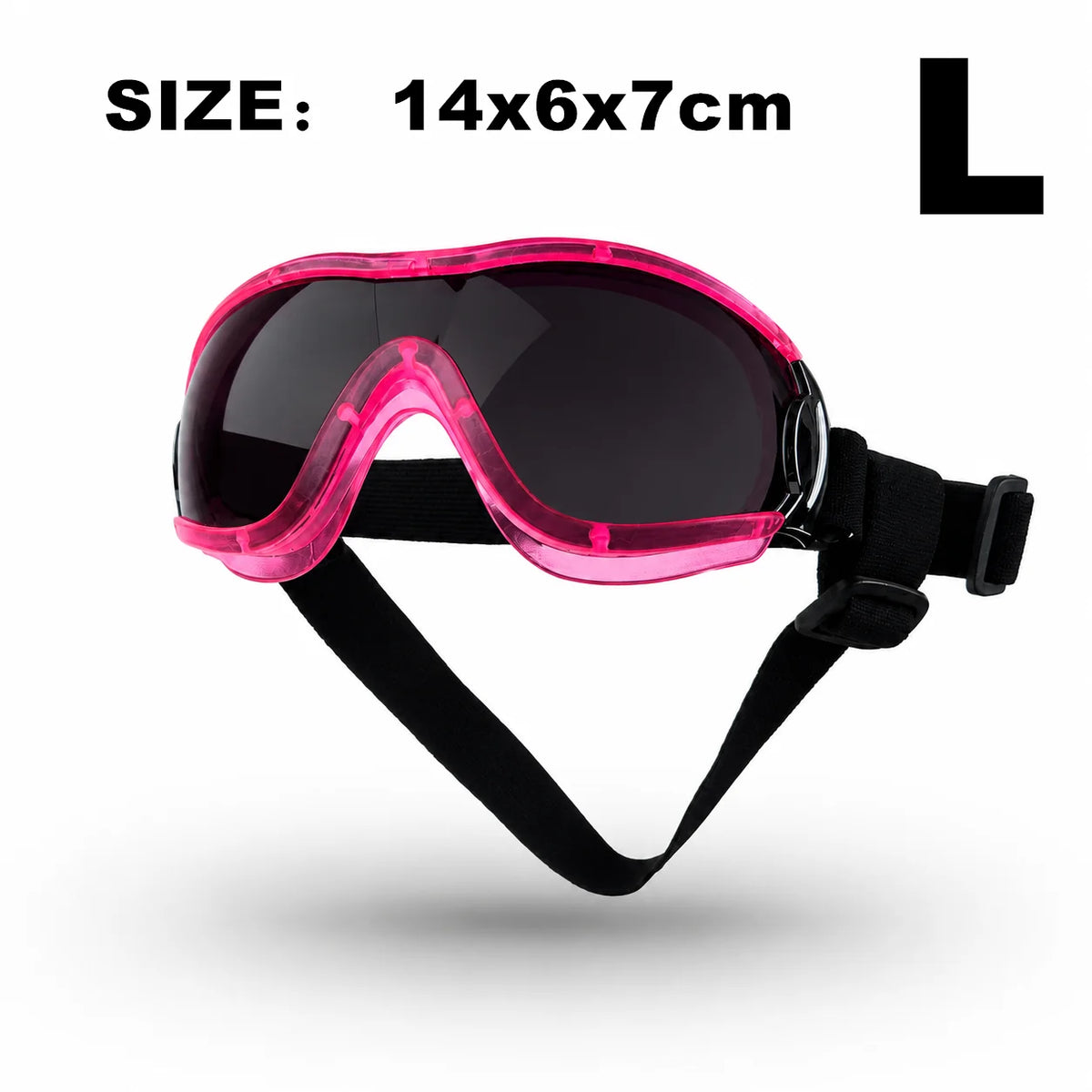 Dog Goggles with UV Protection - Pink, grey lens, L