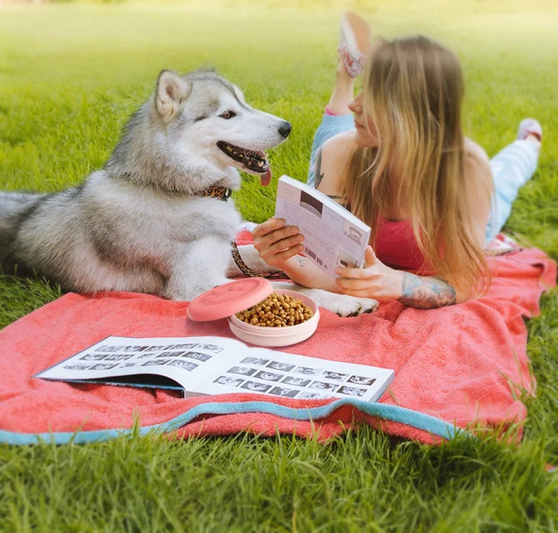 2-in-1 Travel Dog Bowl with Treat Compartment