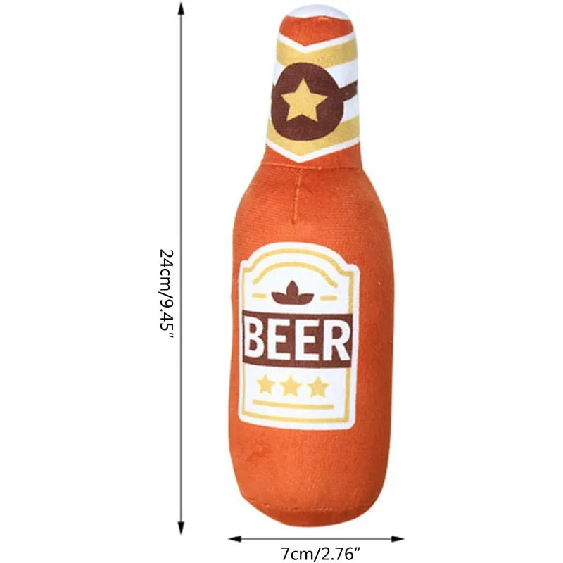 Squeaky Plush Bottle Dog Toy