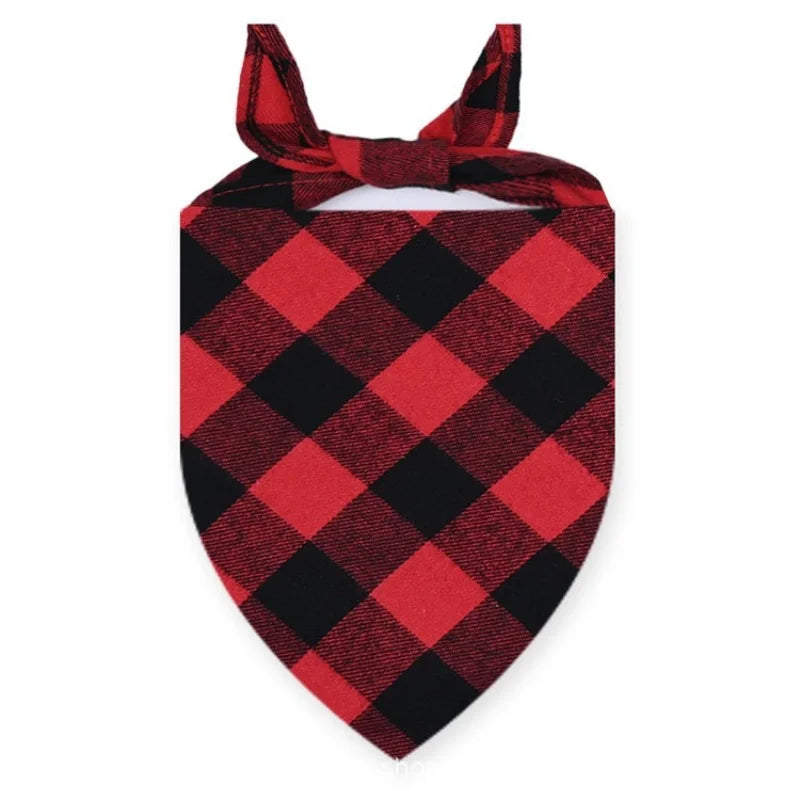 Plaid Cotton Bandana for Dogs - Red / M (60 x 42 cm)