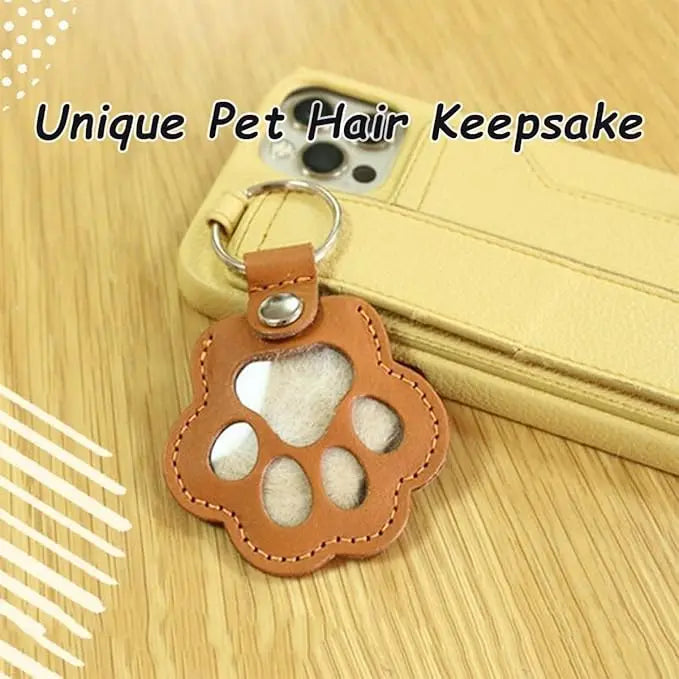 Leather Dog Fur Keepsake Keyring