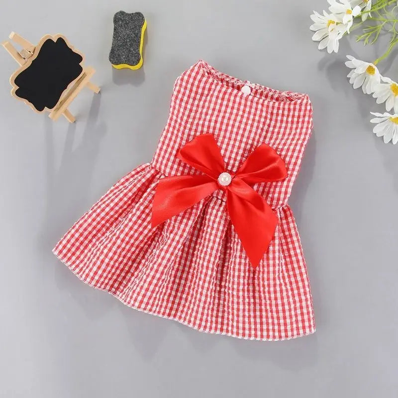 Bow Princess Dress for Small Dogs - Red / L